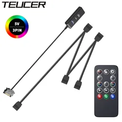 TEUCER LC-S50 ARGB 5V 3PIN to SATA Power Supply Motherboard Synchronization Interface Light Controller For Computer Case Fan