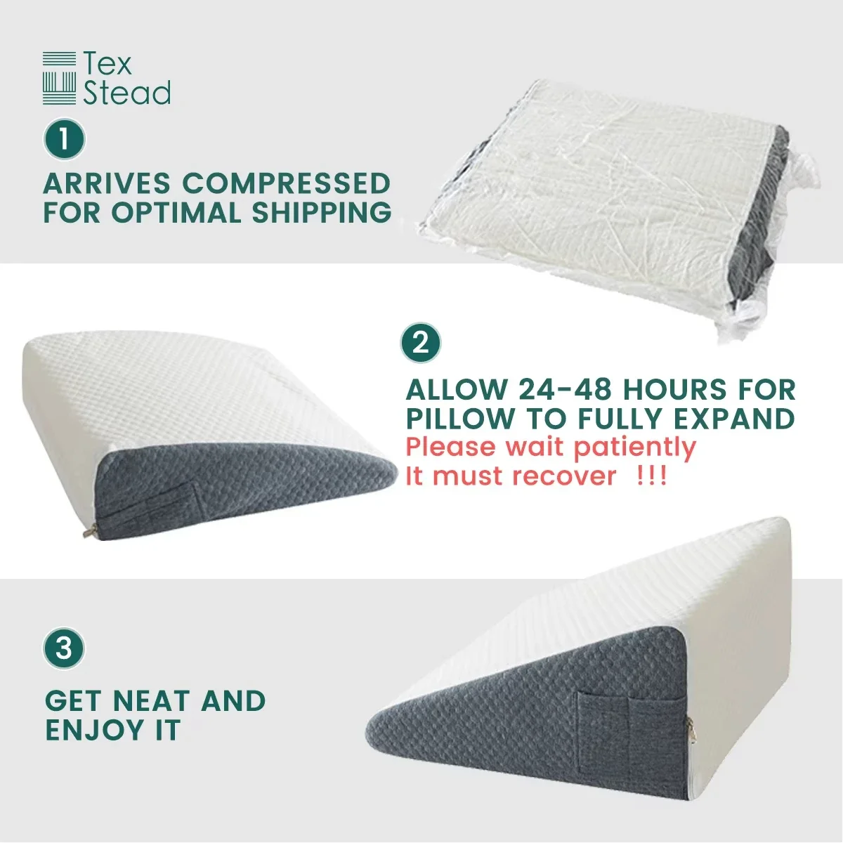 2-Pack Memory Foam Bed Wedge Pillow/Neck Pillow for Back, Legs and Knees - Triangular Pillow with Removable Cover
