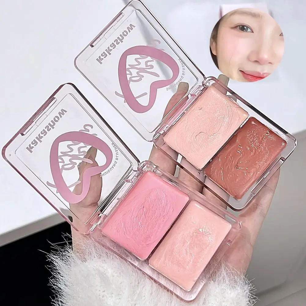 Lumière d'eau Blush crème Double pinyin mettre en évidence visage joue teinte éclaircir imperméable visage contour Orange Blush Palette maquillage