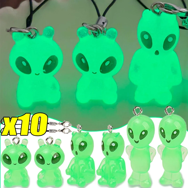 

Creativity Luminous Alien Resin Charms Funny Cute Earring Pendant for Jewelry Make DIY Necklace Phone Chains Keychain Decor