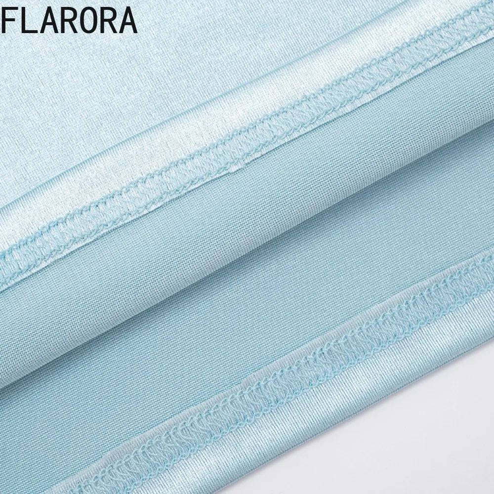 FLARORA Elegant Satin Solid Color Mini Dress Woman Patchwork Flare Sleeve V Neck Peach Hip Dresses Sexy Party Clubwear Vestidos