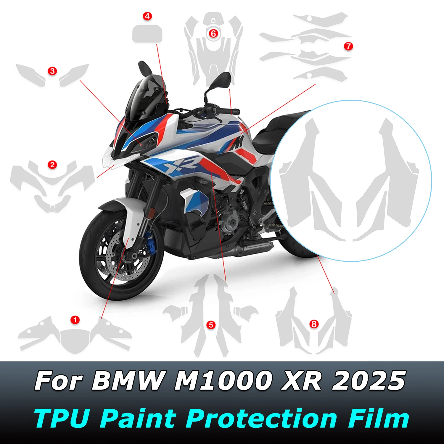 M 1000 XR New Motorcycle Invisible Paint Protection TPU Film For BMW M1000XR M 1000XR 2025 Set Body Fairing Transparent Stickers