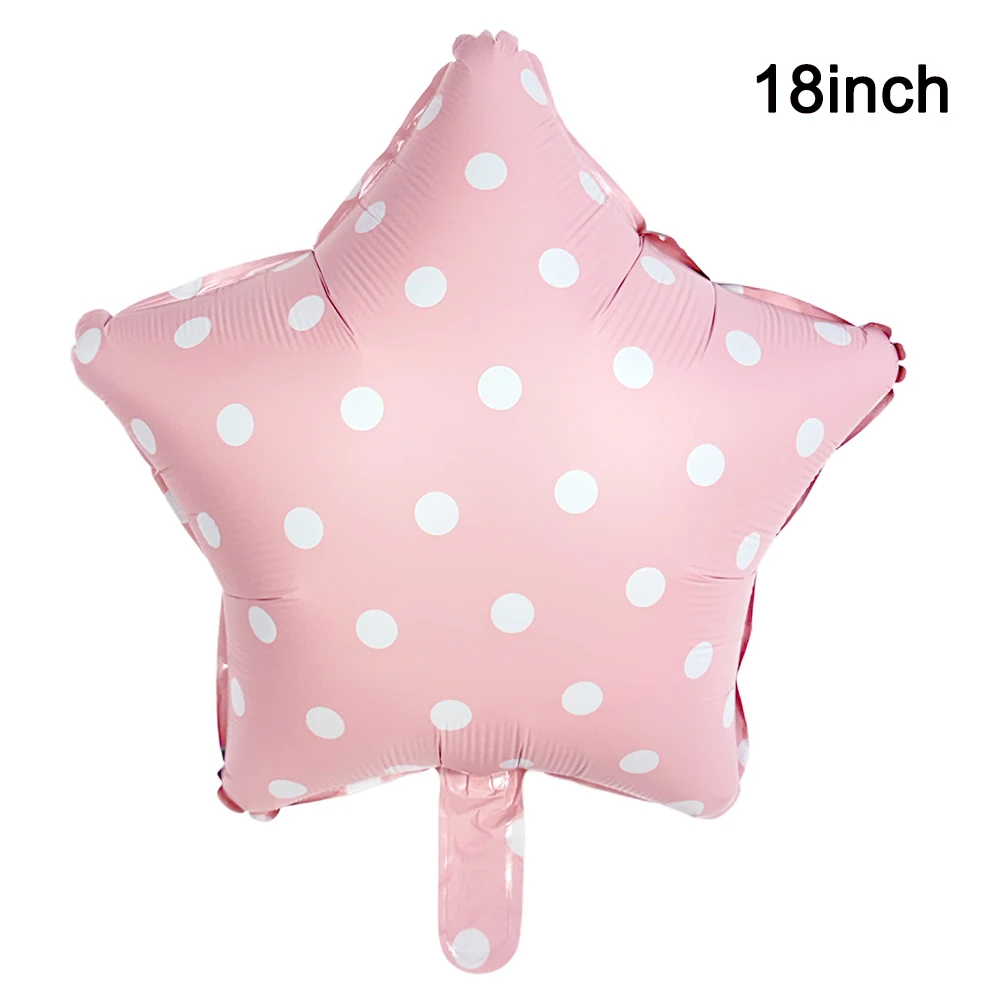 Polka Dot Star Foil Balloons Pastel Pink Blue White Star Balloon Baby Shower Birthday Party Decorations Photo Backdrop Supplies