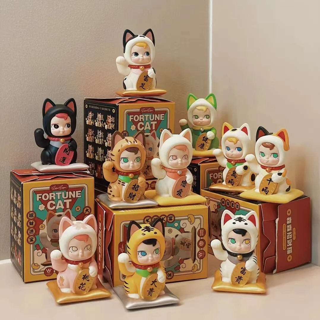 Mystery box Miniso Samsam Series Wealth Cat Series Ornament Cute Toy Collection Birthday Gift Desktop Garage Kit Cat Model