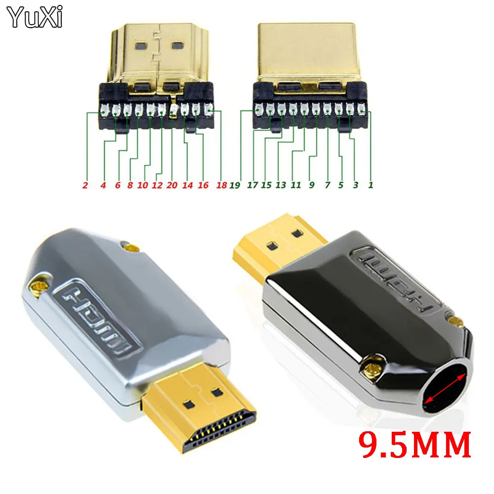 Welding HDMI Connector with Shell DIY Metal Soldering HD Cable Plug High Speed HD Data Cable Joint for Computer TV Pure Copper