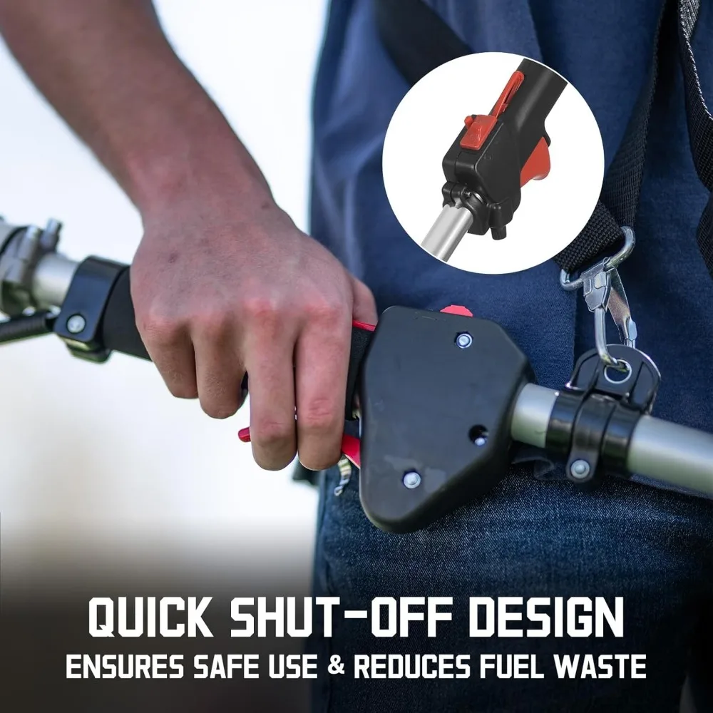 Wacker de ervas daninhas a gás de 25,4 cc, aparador de cordas/borda 3 em 1 de 16 polegadas com cortador de escova de 10 polegadas para corte de grama