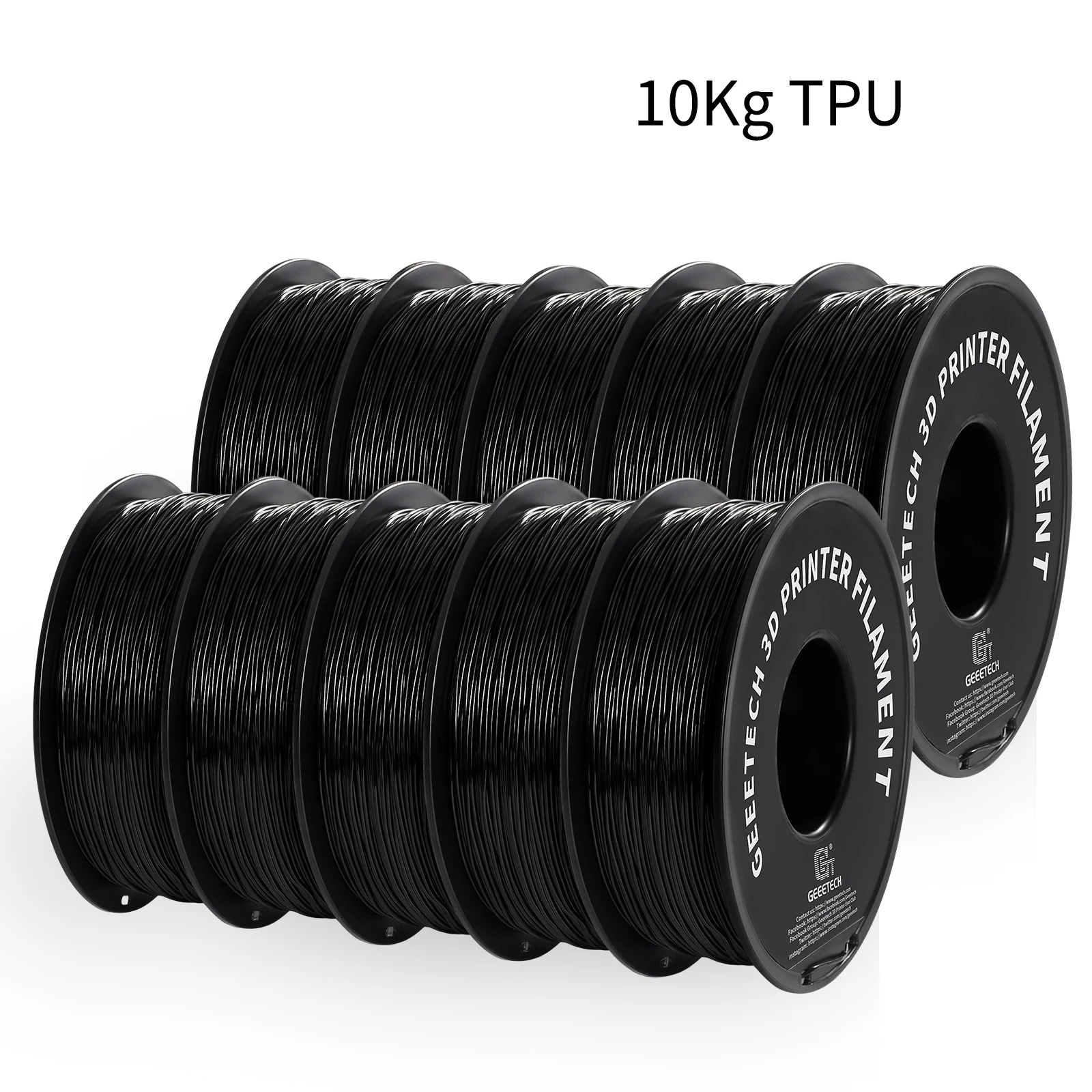 GEEETECH 10Kg In One Box 1.75mm 3D PLA Filament Assorted Pack - Matte PETG Silk PLA TPU ABS - Safety for 3D Printer Materials