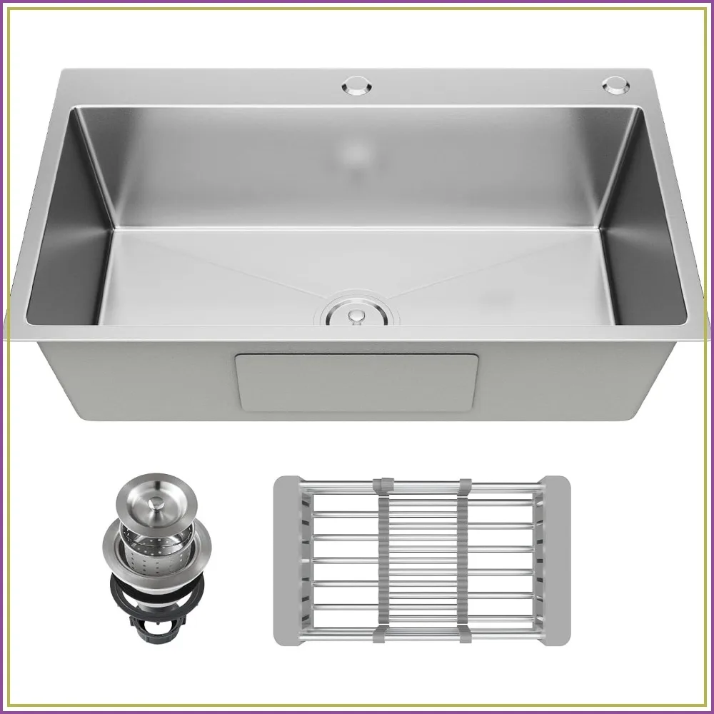 33x19 Drop-in Kitchen Sink 9