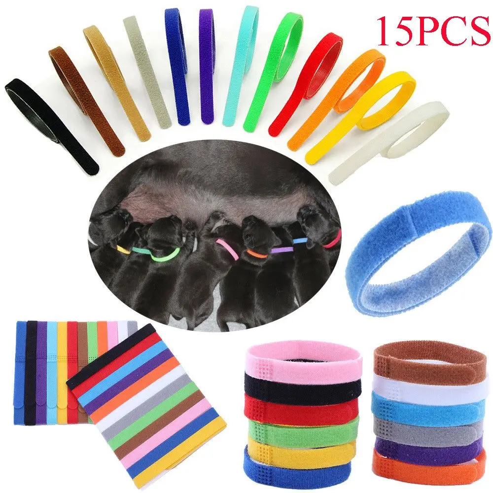 15PCS Colorful Nylon Dog Cat Pet Supplies Identification ID Collars Whelp Kitten Puppy ID Collar
