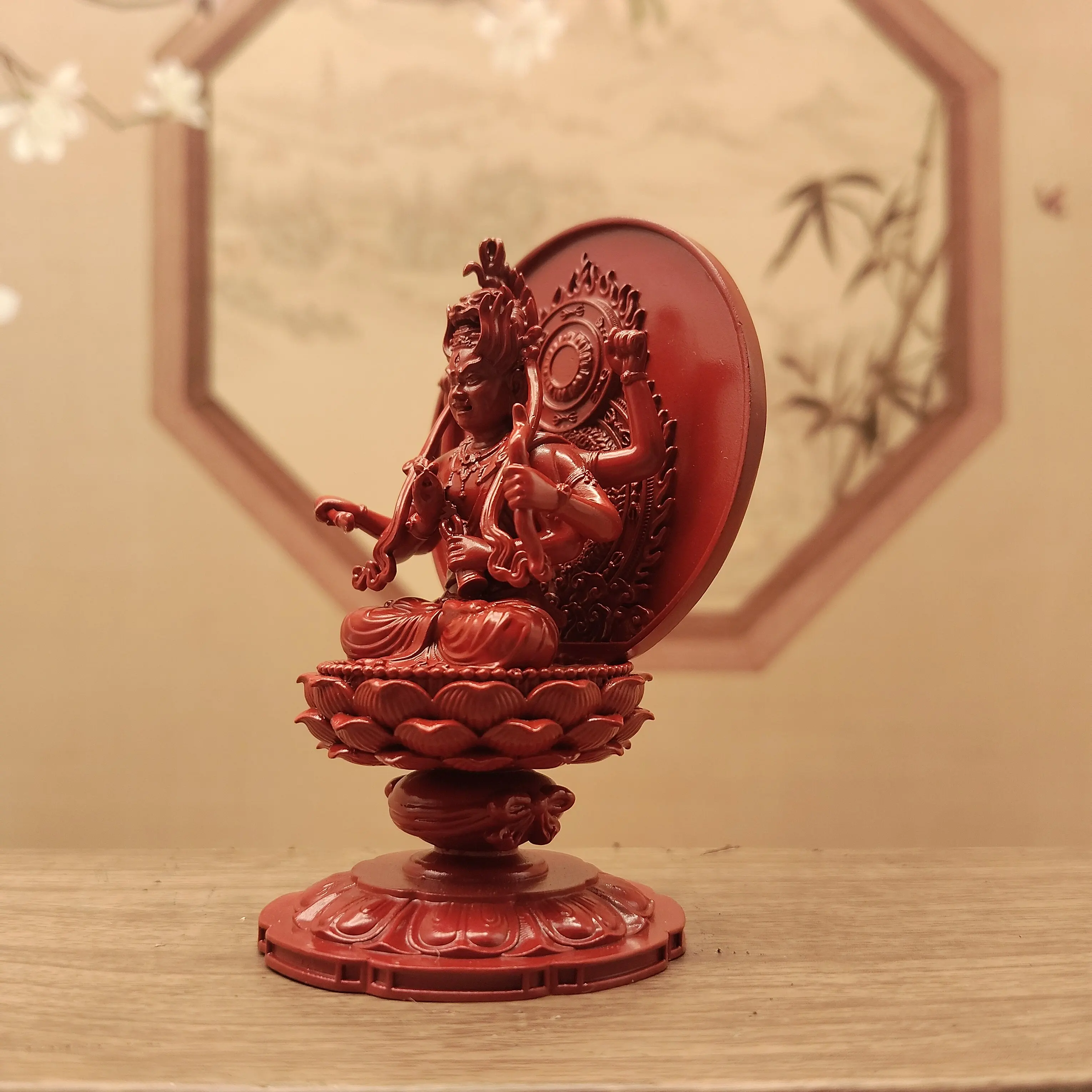 Tibetan Vajrayana Pure Copper Red Ragaraja Wisdom Deity Statue 8cm Portable Home Altar Blessing