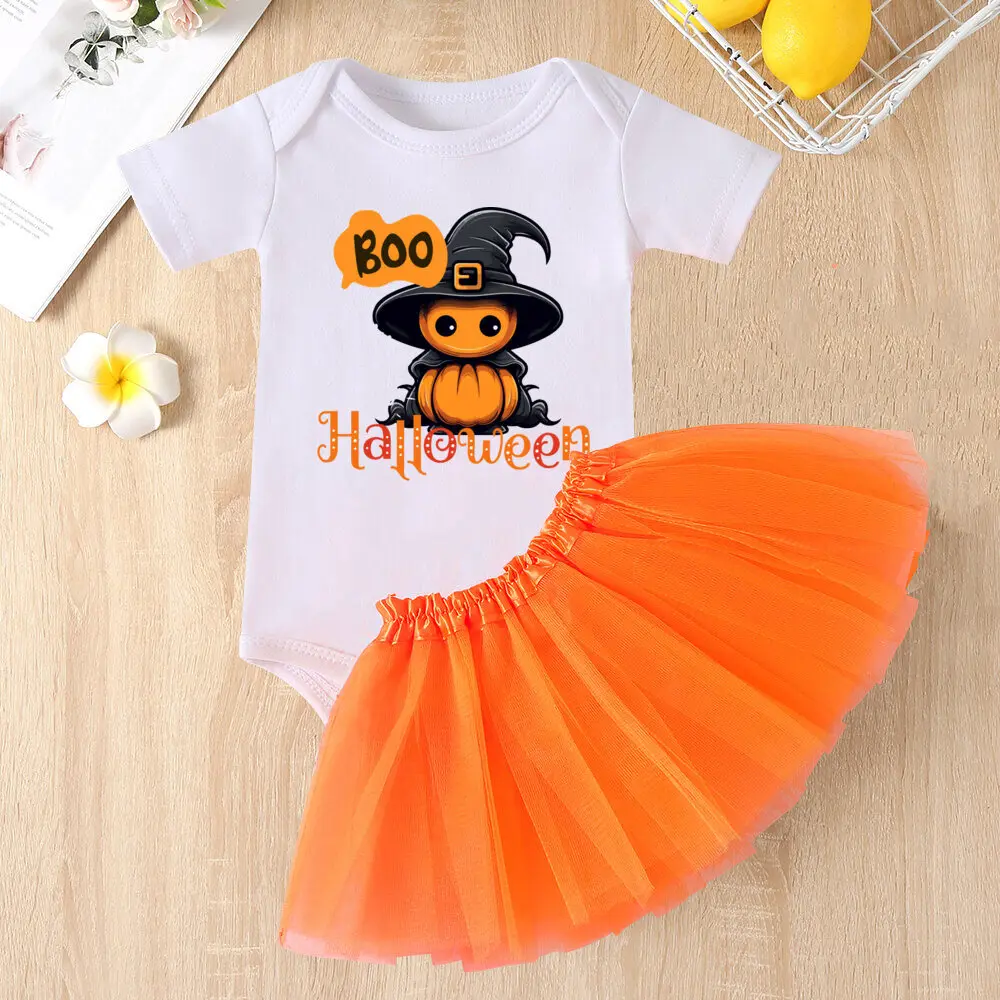 My First Hallowen Print Baby Bodysuit Dress Dresses Tutu Cake Smash Outfit Infant Baptism Clothes Halloween Party Girl Outfit