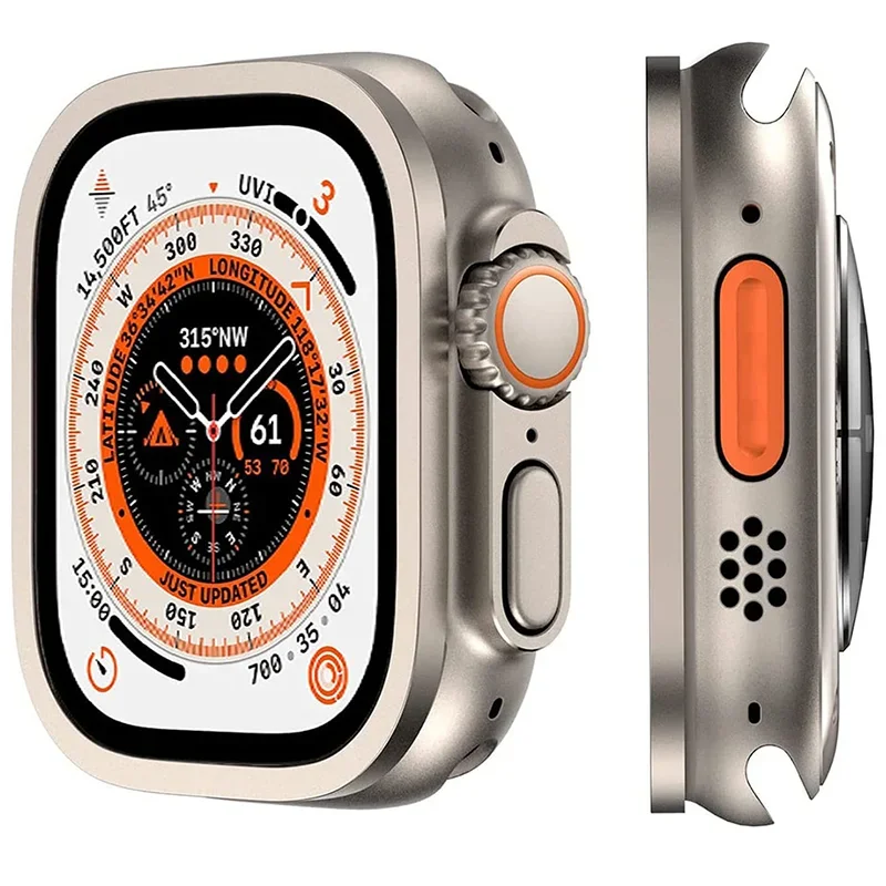 HD Tempered Glass+Titanium frame for Apple Watch Ultra 1/2 Screen Protector 49mm lightweight glass protector for iWatch Ultra2\1