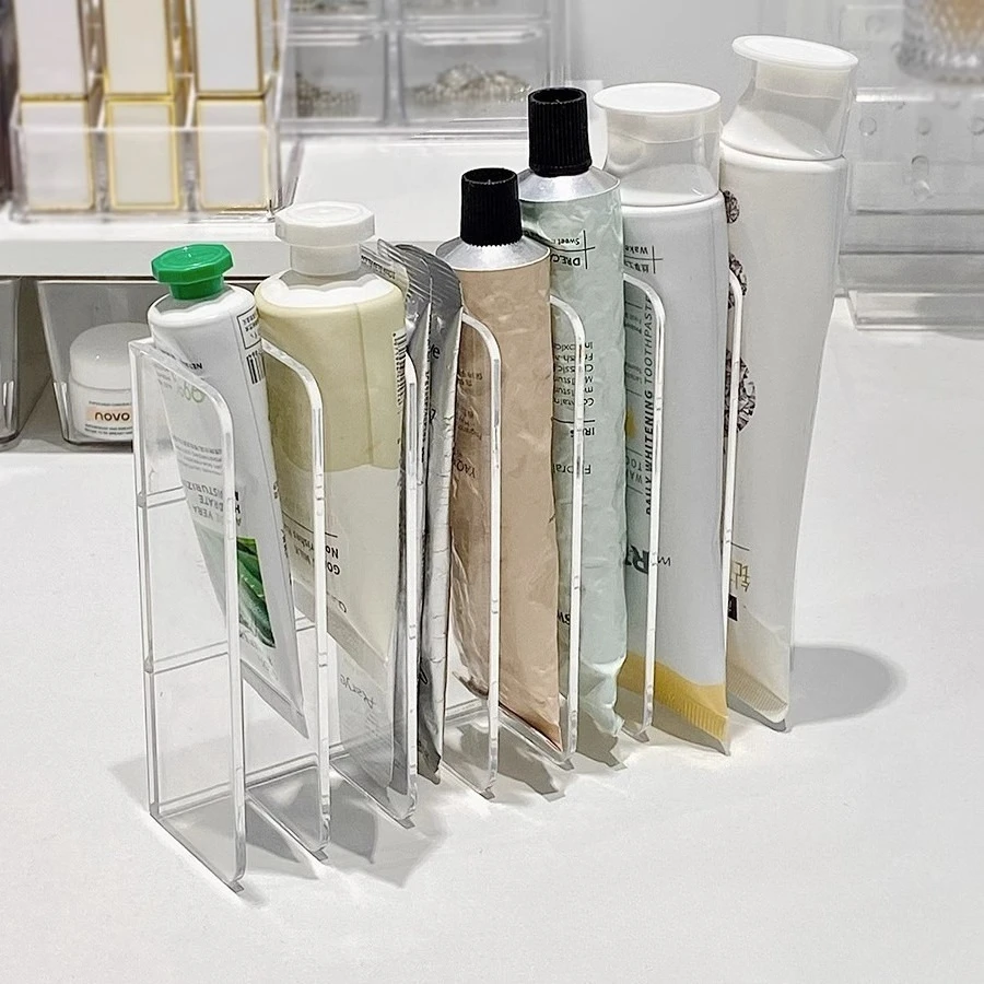 Large Capacity Transparent Multi-Grid Cosmetic Organizer, Narrow Gap Storage Box for Vanity Hand Cream Toothpaste Daily Use