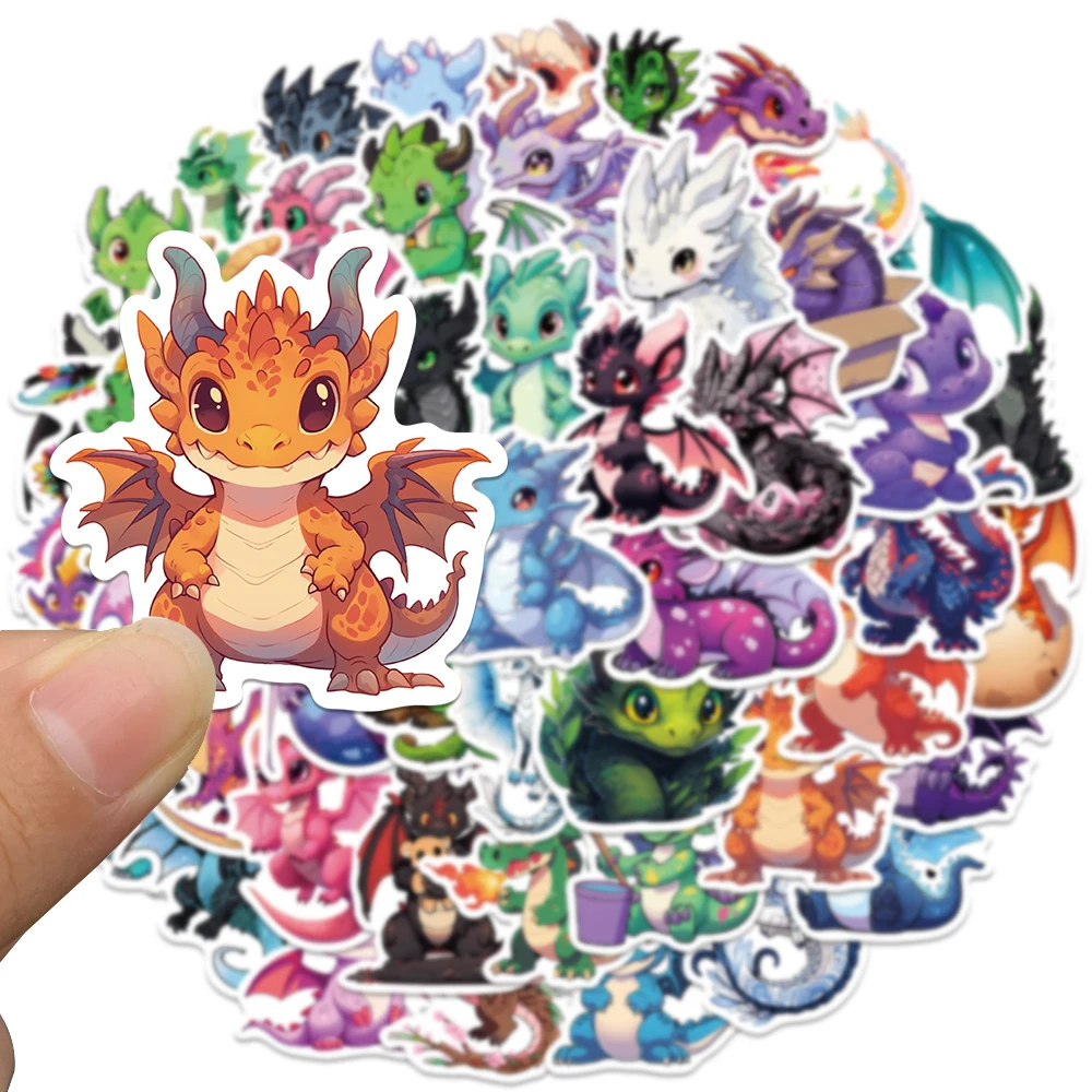 50pcs Cute Cartoon Magic Dragons Stickers For Luggage Laptop Guitar Skateboard DIY Waterproof Graffiti Vinyl Decals