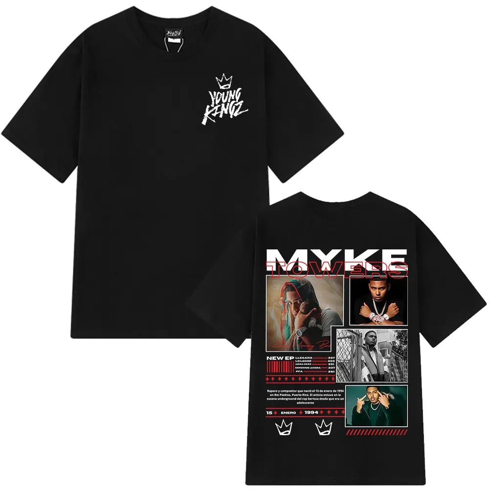 Rapper Myke Towers Graphic T-shirts Men Women Fashion Hip Hop Oversized T Shirt Comfort Cotton Short Sleeve T-shirt Streetwear.