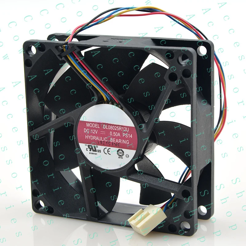 PP+ FOR AVC DL08025R12U 80x80x25mm PWM Chassis Cooling Fan 12V 0.50A 4Wire 4Pin