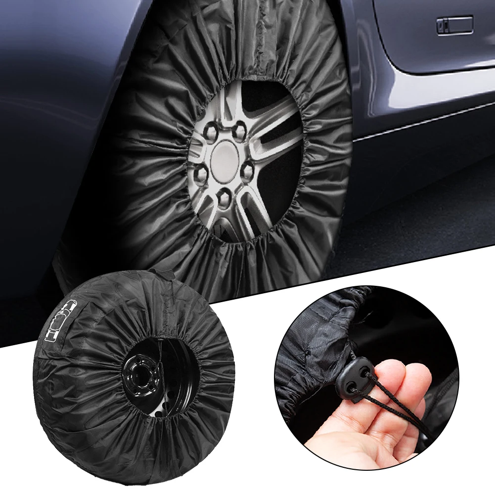 All Black Tire Case Tire Protection Cover Waterproof Car Lightweight Tyre Spare Cover Uv-Proof Wheel Protective Storage Bags