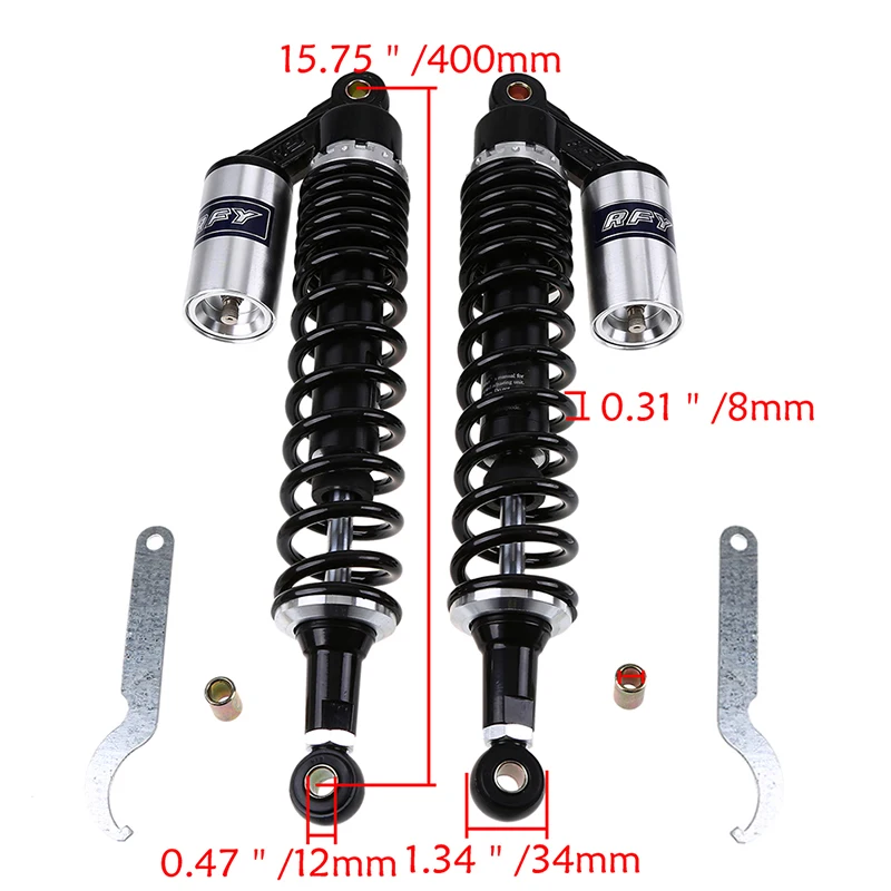 Universal 400mm Motorcycle Rear Air Shock Absorbers Suspension for Yamaha Honda Suzuki Kawasaki Cafe Racer Dirt Bike