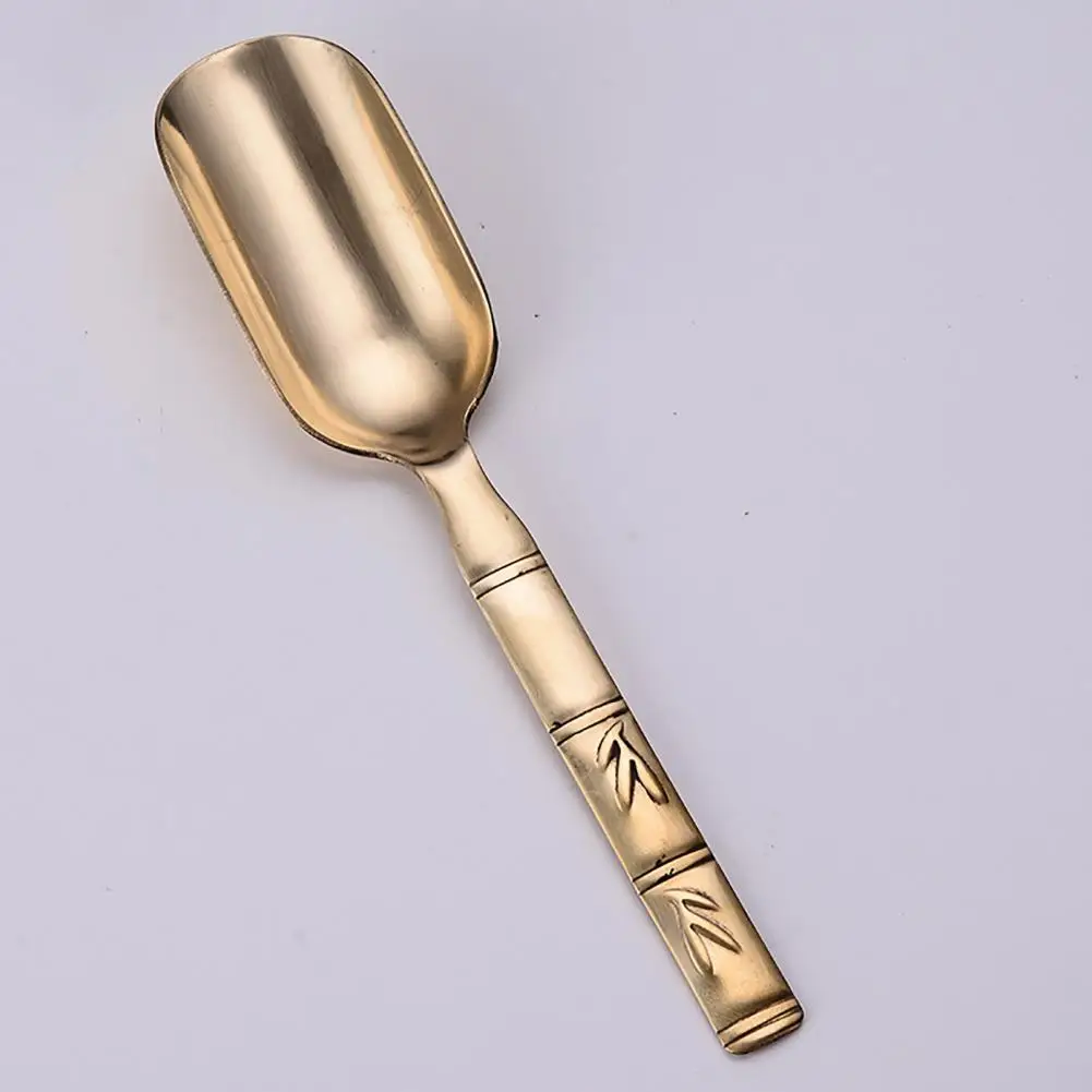 Glossy Brass Spoon Tea Shovel Chic Tea Spoon Coffee Shovel Rust-proof Copper Dessert Scoop Sugar Coffee Scoop 티스푼 ложка чайная