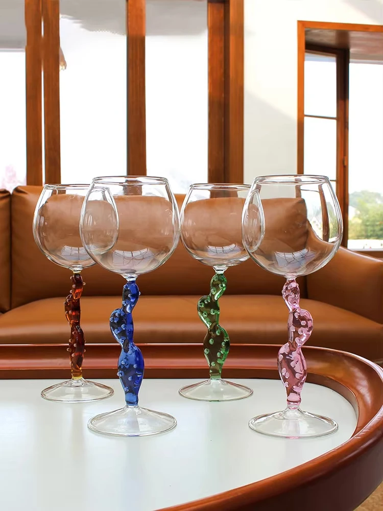 Creative Multicolored Cactus Glass Whiskey Goblet Red Wine Glass Premium Sense Home Wine Glass Cocktail Glass