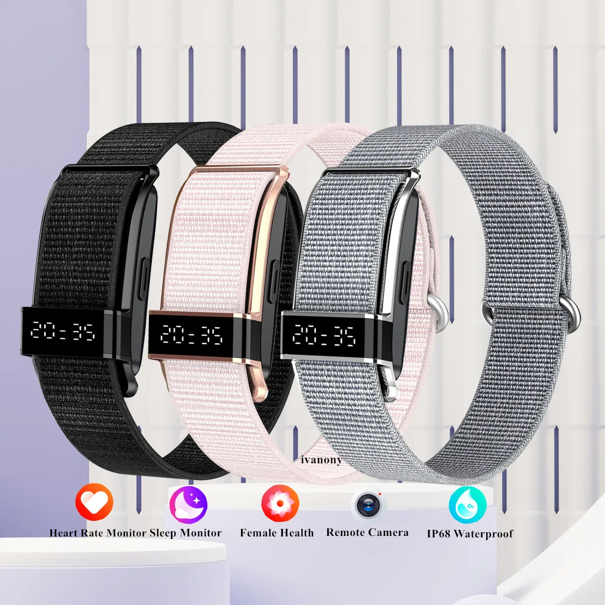 Pulseira inteligente feminina e masculina com tela, exibe hora, monitor de frequência cardíaca, pressão arterial, monitor de sono, pulseira fitness pa