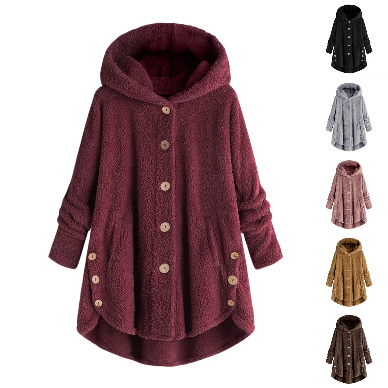 Confortável outono inverno casaco feminino quente casaco de pelúcia engrossar moda casual casaco com capuz cor sólida manga longa streetwear casaco