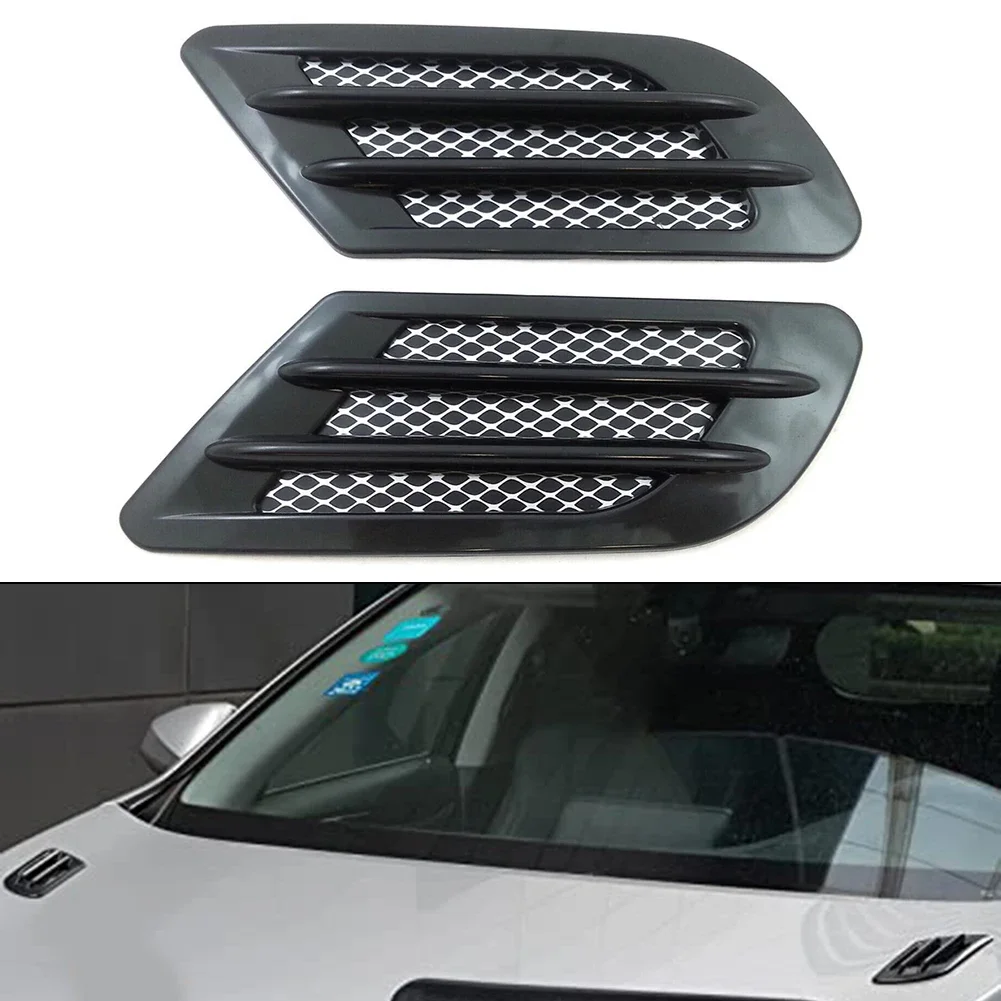 1 Pair Of Car Hood Intake Side Fender Vent Moulding Trims Designed For Bonnet Air Flow With Plastic Construction