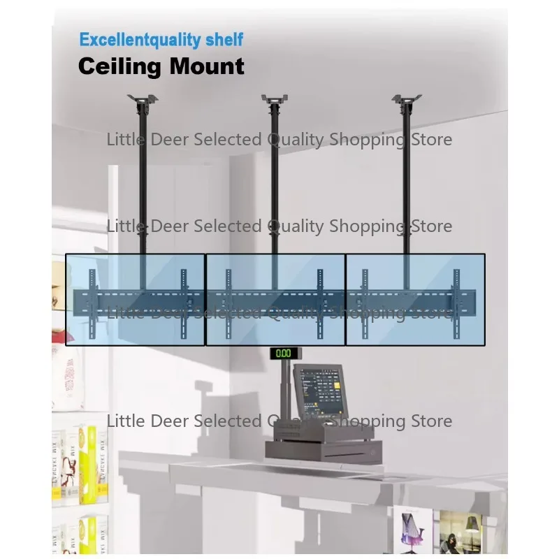 Heavy Triple TV Ceiling Mount - Adjustable Commercial Grade Bracket for 30-60