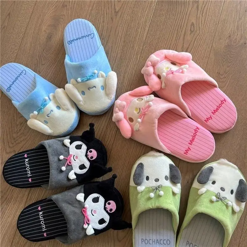 

Sanrio Kawaii My Melody Furry Slippers Kuromi Cinnamoroll Anime Cartoon Cute Exquisite Skin Friendly Home Indoor Cotton Slippers