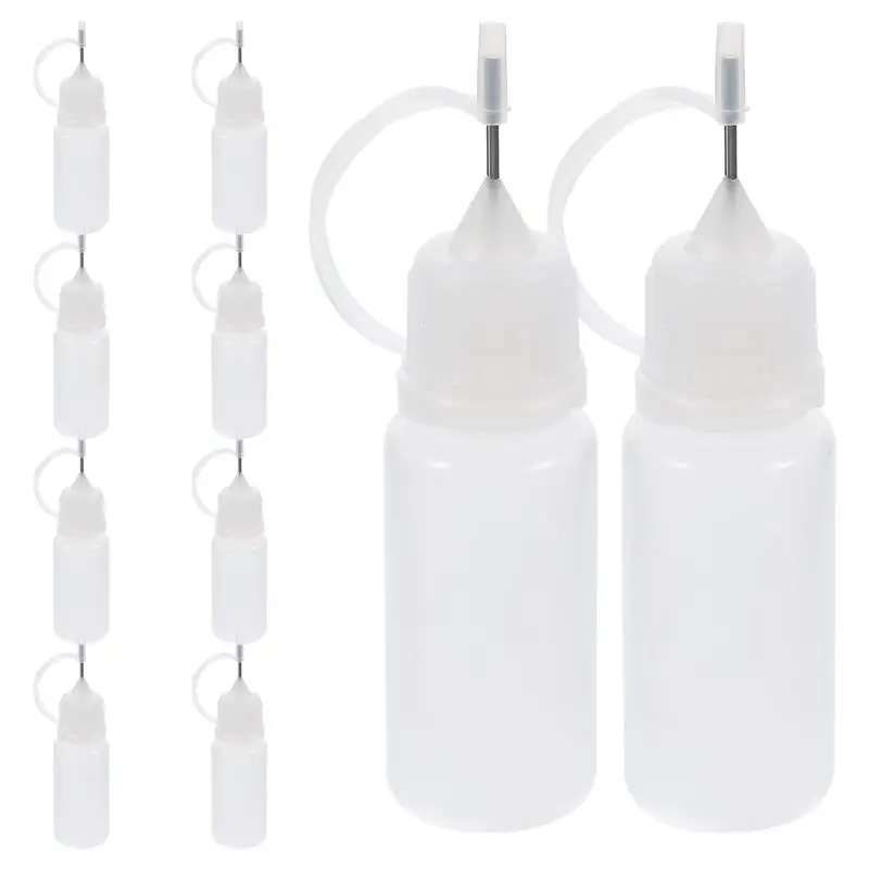 10Pcs 10ml Nadelspitze Kleber Flasche Applikator Flasche Spitze Kleber Nadel Applikator Flüssigkeit Squeeze Flaschen Dispenser Malerei Dropper