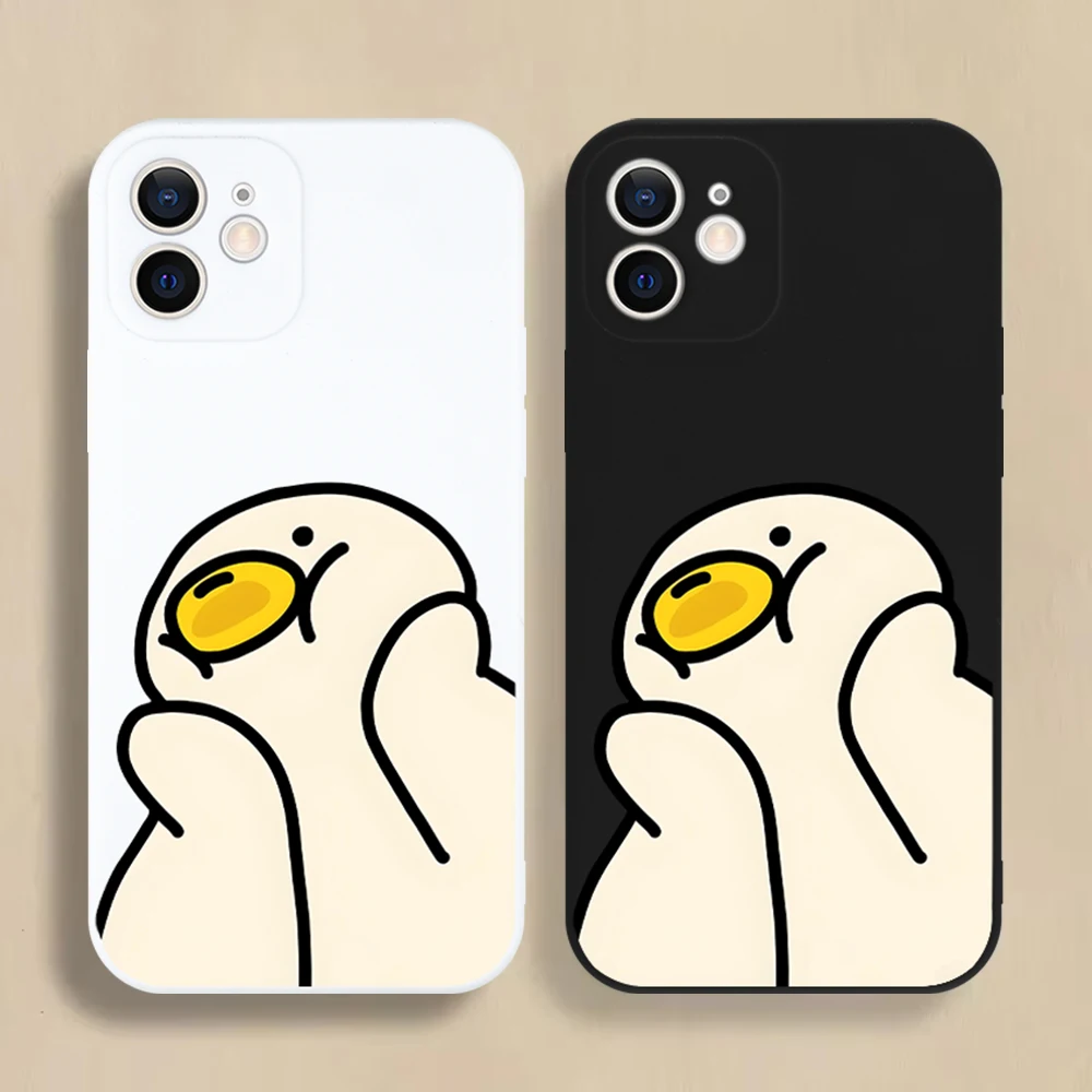 

Cute Cartoon Duck Phone Case For iPhone 16 15 14 13 12 11 Pro Max Mini X XS XR 7 8 Plus SE Shockproof Silicone Soft Cover Fundas