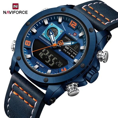 NAVIFORCE relojes multifunción para hombre, reloj de pulsera de cuarzo Simple resistente al agua con indicador de día y fecha, reloj Masculino