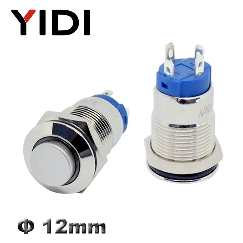 Customized 12mm Stainless Steel Metal Push Button Switch 1NO Momentary Latching Power Symbol ON OFF 12V 24V LED Light Switch