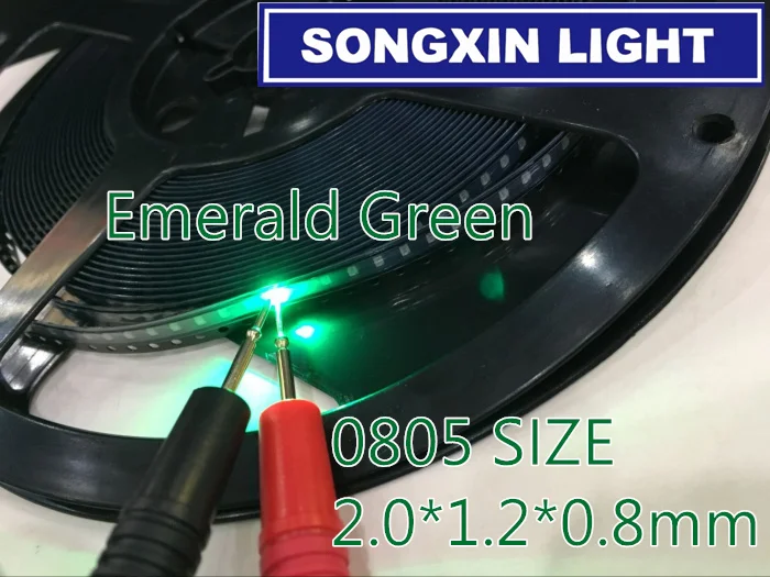 100pcs XIASONGXIN LIGHT  Green 0805 SMD LED diodes light Pure Green Emerald 520-530nm 3.0-3.4v