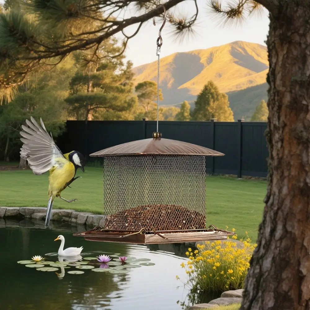 

Large Capacity Garden Bird Feeder Heavy Duty Squirrel Proof Bird Food Bowl Hanging Iron Bird Feeding Equipment Wild Birds