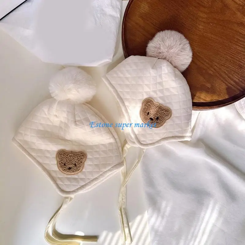 

090B Early Autumn Winter Baby Hat Windproof Warm Earflap Bonnet Infant Toddler Ear Protections Headgear for Boys Girls