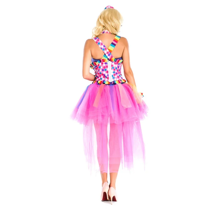 Costume da palcoscenico arcobaleno color caramello loween Costume da palcoscenico da clown Costume da palcoscenico etnico da donna per performance del circo