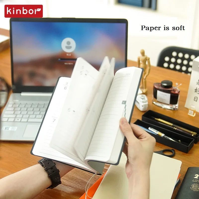 Kinbor-planificador de Plan de tiempo A5 2024, Agenda Diaria, cuenta, libro de registro de tiempo, notas de trabajo, cuaderno de aprendizaje, regalo