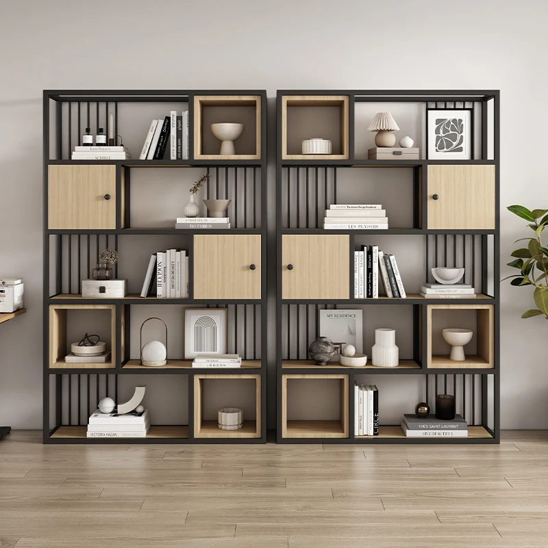 Office Home Partition Shelf Simple Solid Wood Bookshelf Multi-layer Floor Display Bookcase Storage Display Rack
