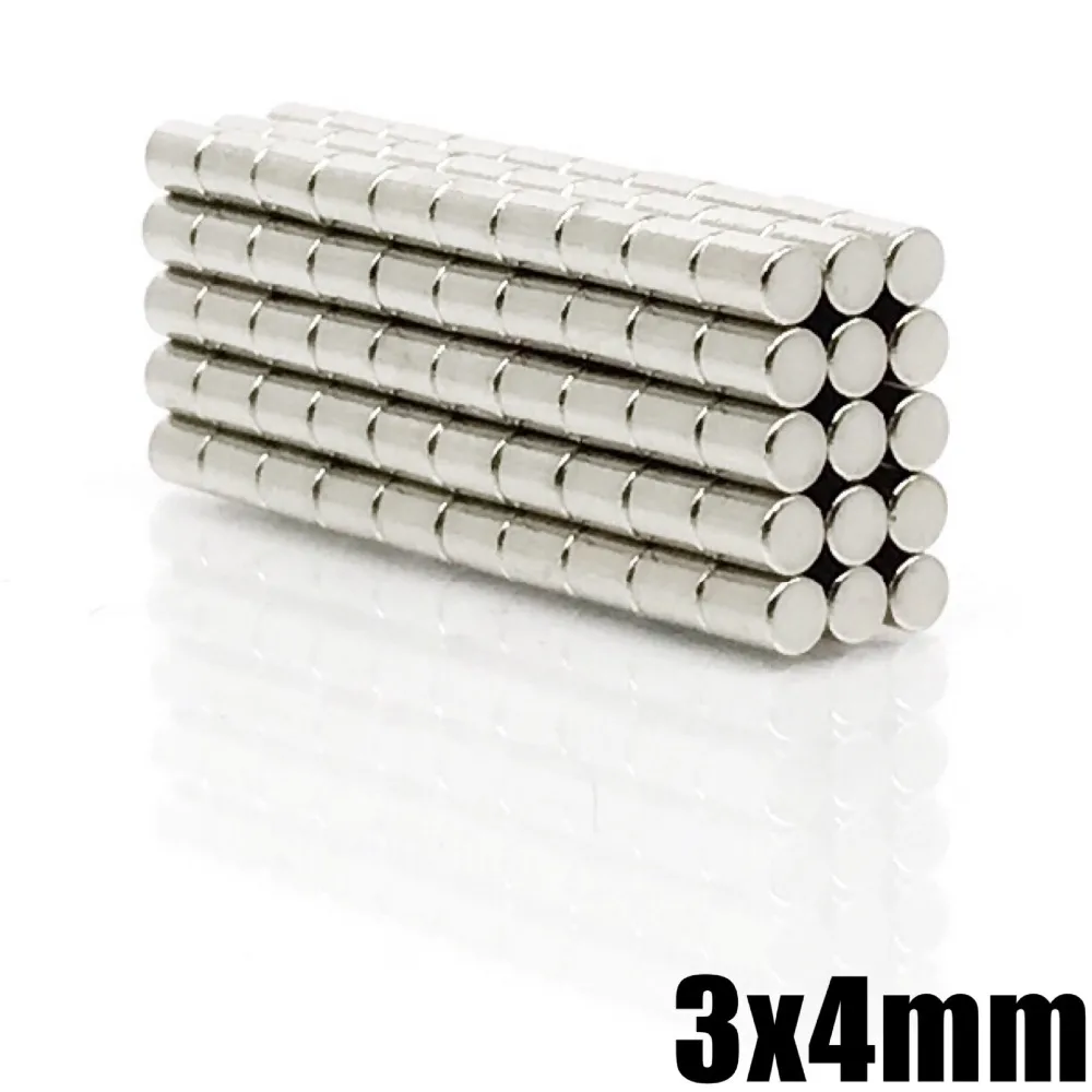 10-10000Pcs 3x4 mm Mini Super Strong Rare Earth Disc Neodymium Magnets 3*4mm Craft Round Magnet 3x4 imanes new 3*4