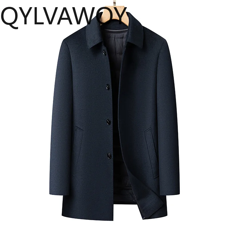 QYLVAWOY 90% Wool Double-faced Woolen Coats Detachable Goose Down Liner Jacket Winter Coat Men Clothing Warm Jacket Jaqueta 2026