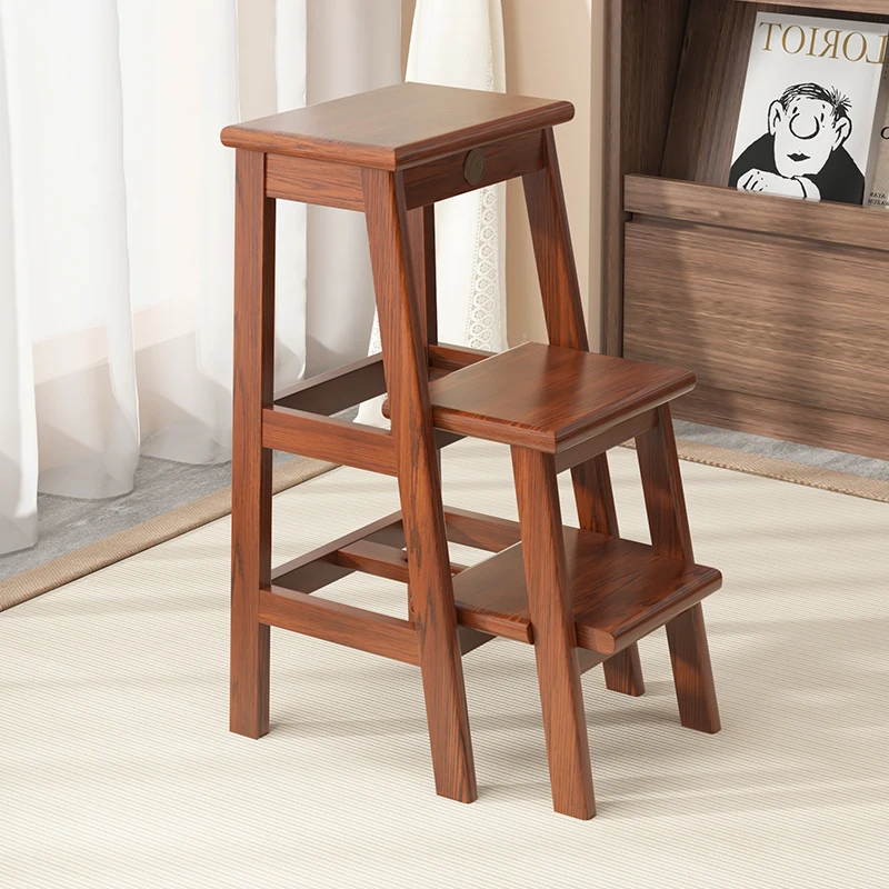 سلم خشبي قابل للطي، سلم منزلي، شريط مزدوج الأغراض، تخزين جلب التسلق