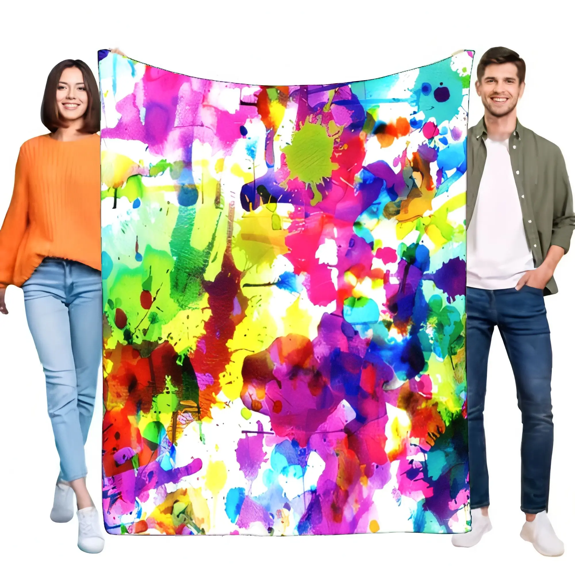 Colorful Abstract Blanket Cozy Soft Lightweight Throw Perfect for Bed sofa Home Decor Gift Idea for All Occasions
