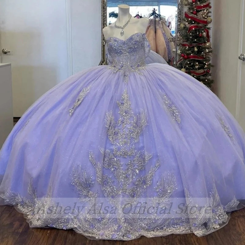 Реальное изображение Золушка Принцесса Сиреневое платье принцессы Quinceanera 2024 Цветочная аппликация Vestidos De 15 лет платье для выпускного вечера