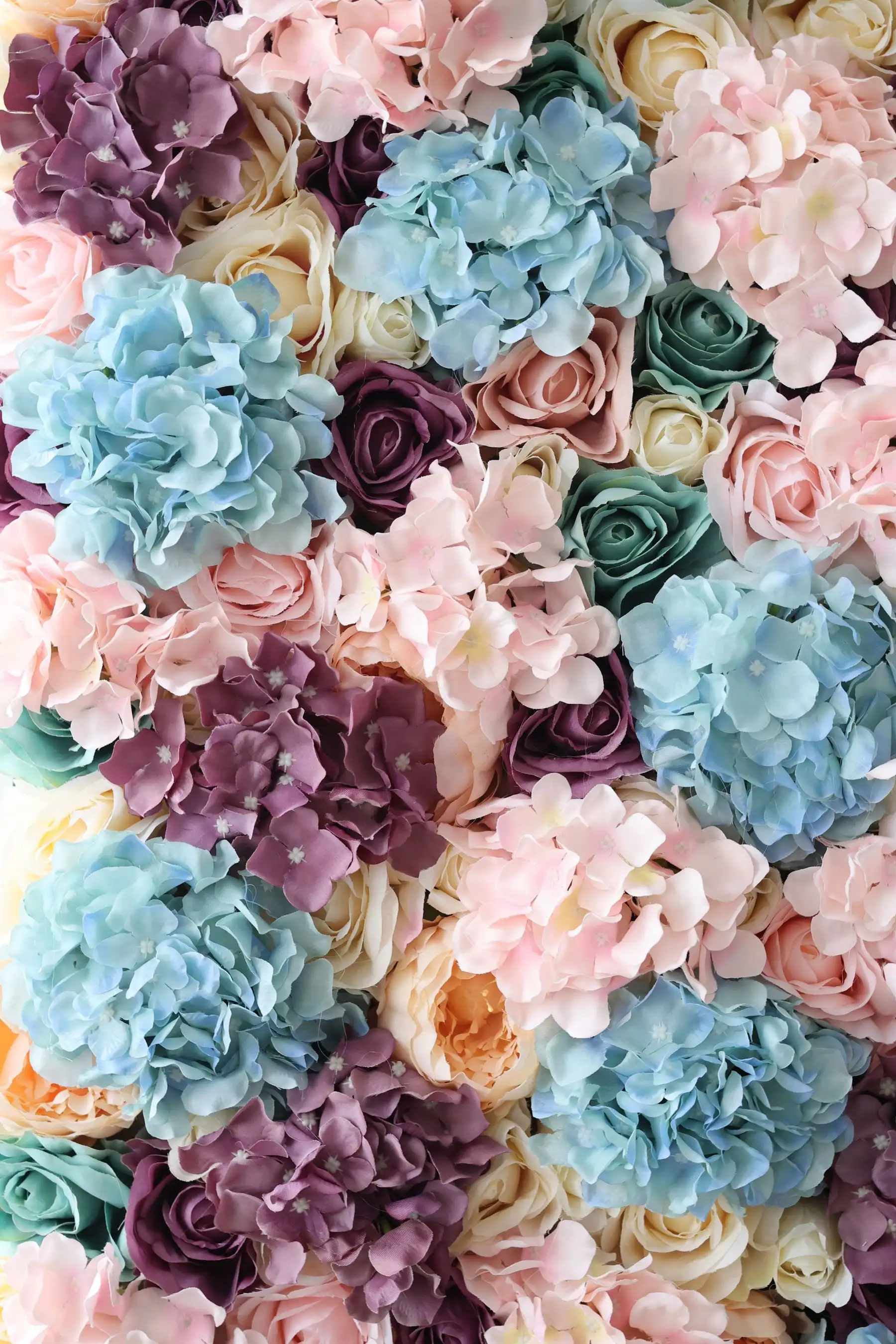 3D Bluish violet Series Rose Hydrangea Roll Up Cloth Flower Wall Wedding Backdrop Window Display Flower Runner Event Party Prop