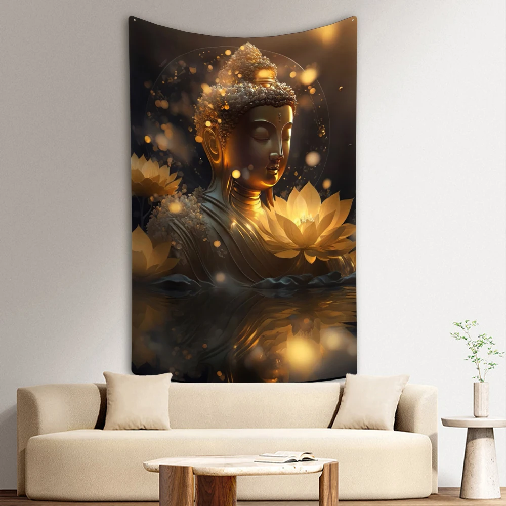 Buddha Painting Tapestry Bohemian Witchcraft Printed Wall Hanging Carpet Cloth Sleeping Blanket Room Decor Yoga Mat