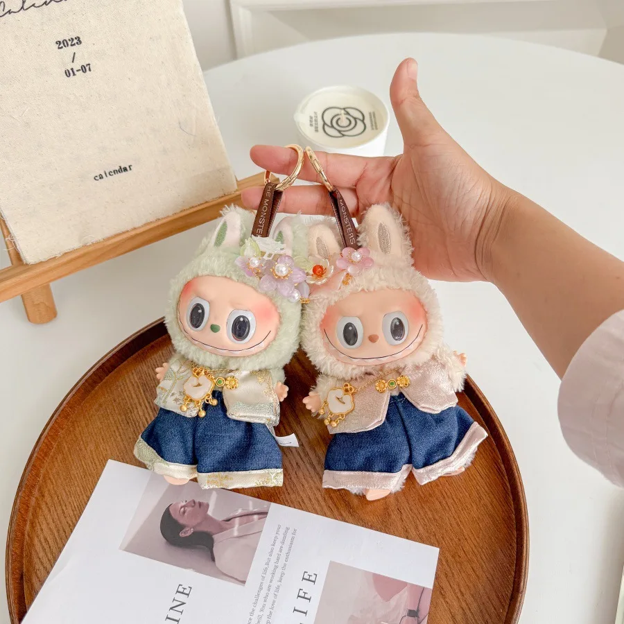 For 17cm Labubu Doll Modern Chinese Style Outfit with Jade Lock Traditional Ropa Labubu Costume Doll Accessory