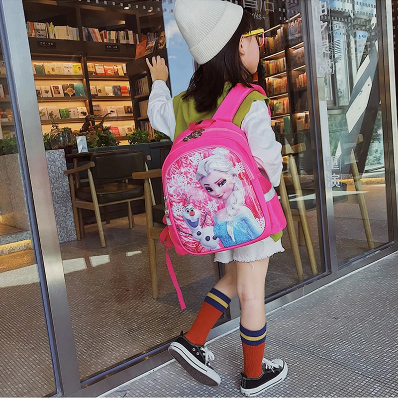

Disney Kindergarten School Bag Cartoon Elsa Backpack Fashion Boy Girl Baby Kids Backpack Frozen 2 Travel Luggage Bag