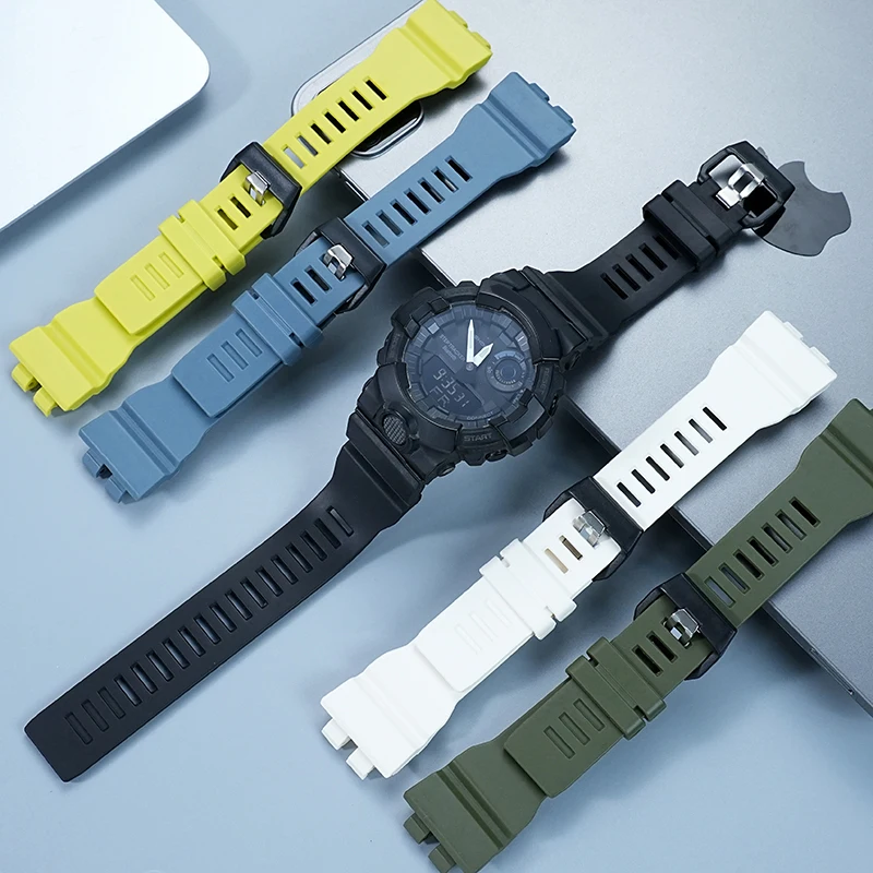 Para relógios eletrônicos Casio G-SHOCK GBA-800UC-2 GBA-800-7 GBD-800: Acessórios de pulseira de resina nas cores preto, branco, azul Haze, amarelo e verde militar.