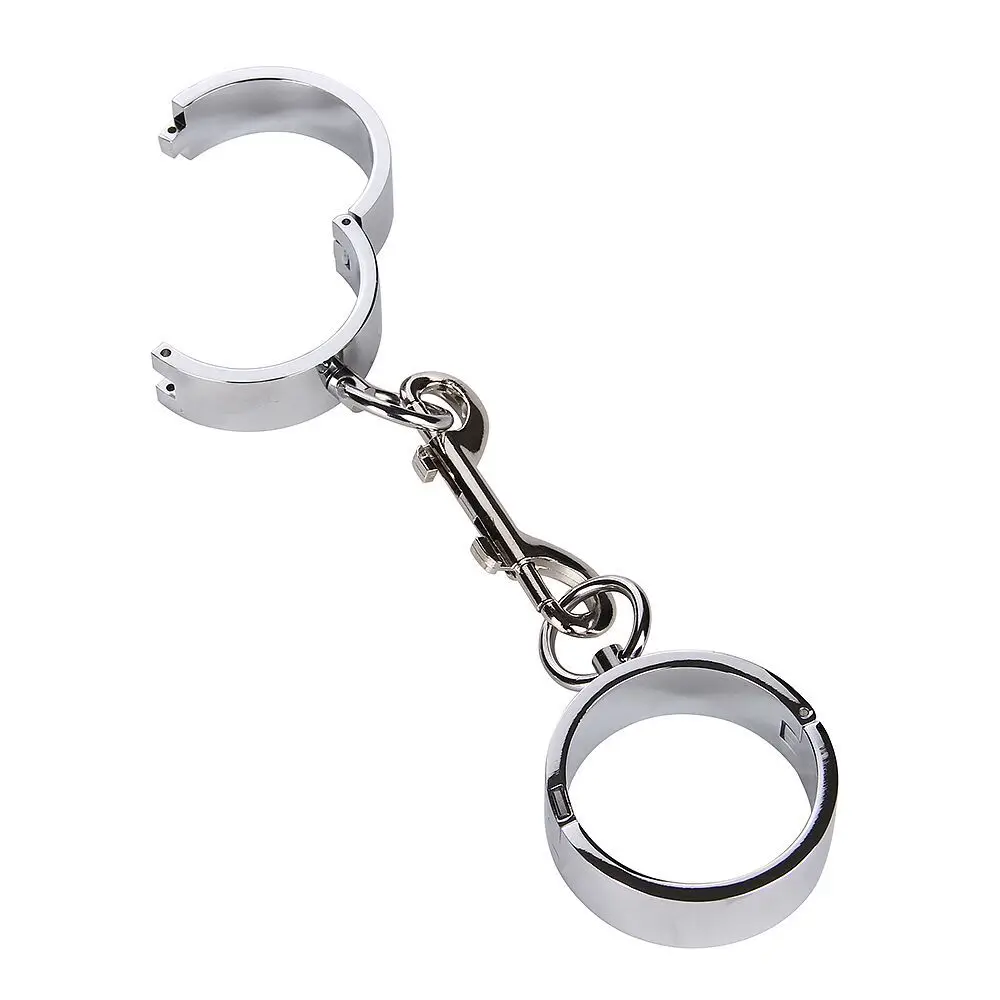 HotX Bondage Stainless Steel Collar Restraint Hand Ankle Wrist Lockable Cuffs with Chain BDSM Adult Sex Tools for Couple